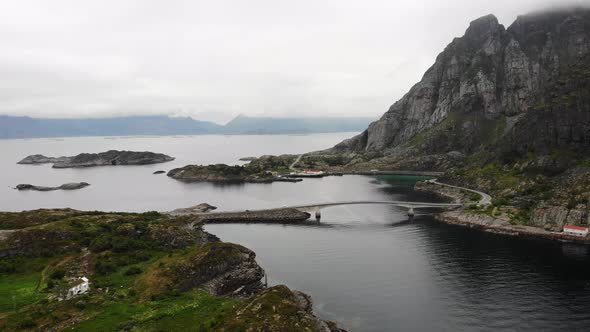 Fjord on Lofoten, Norway. Aerial View