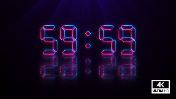 Sixty Minutes Negative Countdown Neon