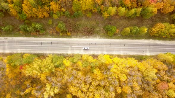 Car On The Road From Above