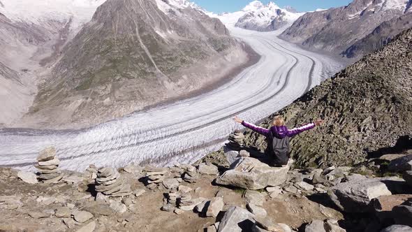 Switzerland Glacier Woman Hiking