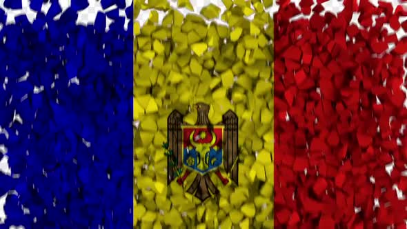 Moldova Flag Breaking Rocks Transition