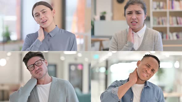 Collage of Different Races People Having Neck Pain