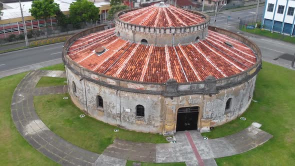 Paiol Theatre (Curitiba, Parana, Brazil)architecture, aerial view, drone footage