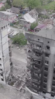 Vertical Video of a House Destroyed By the War in Ukraine