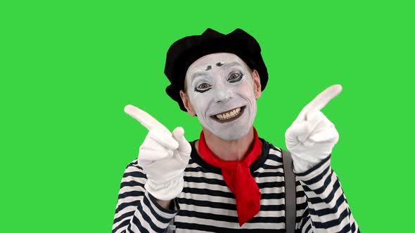 Mime Showing His Love To Camera on a Green Screen Chroma Key