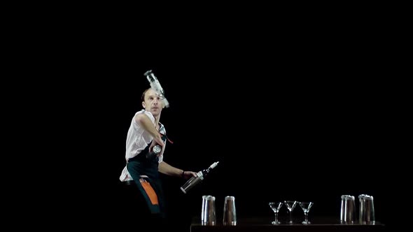 Bartender Juggling Objects Bottles Shakers