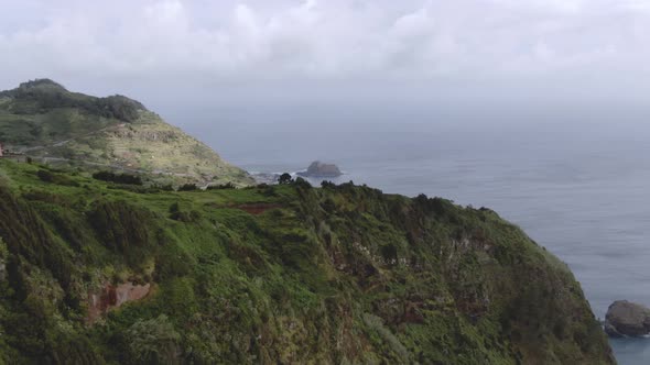Aerial view of the north coast of Madeira near Porto Moniz, Portugal. alt