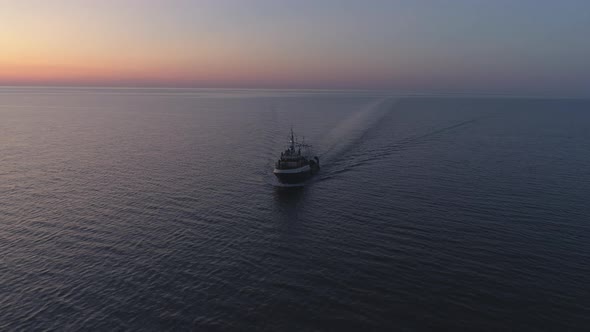 Fishing Boat Trawler Ship Aerial Shot