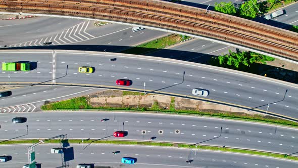 4K footage : aerial view from a drone flying over expressway