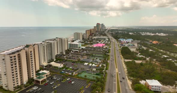 Aerial 5k Video Coastal Scene Gulf Shores Condominiums On The Beach