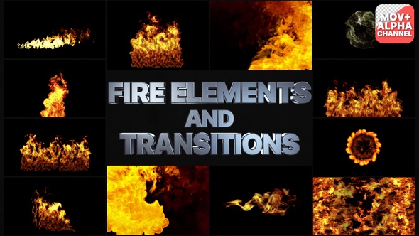 Fire Elements And Transitions Pack | Motion Graphics