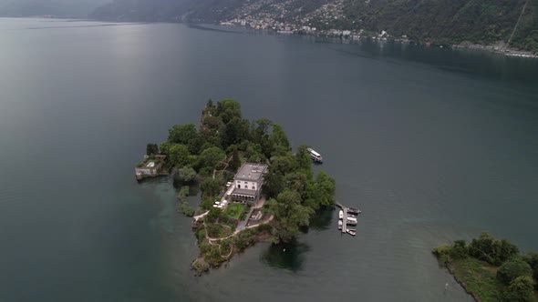 Remote island Brissago in the lake maggiore, sightseeing place in Switzerland.