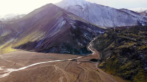 River flowing in snowy mountains