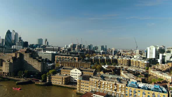 Aerial shot of the famous London bridge