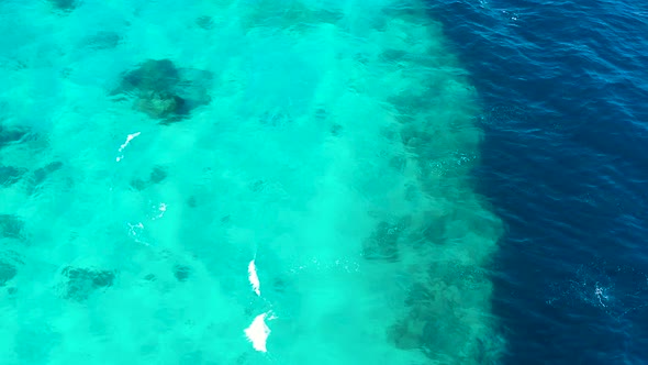 Sea Surface in a Turquoise Lagoon Top View