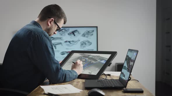 Industrial Design Studio with Graphic Tablet and Computers