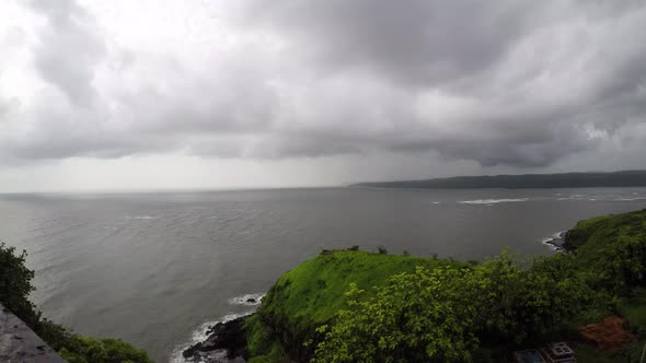 Time Lapse, Monsoon clouds Over Ocean At Guhagar In India