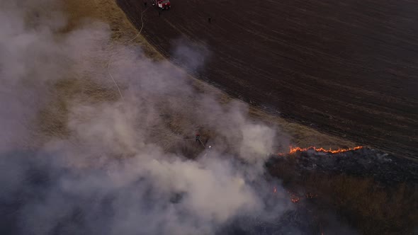 Disaster, Dry Lanes in Fire, Firefighters at Work