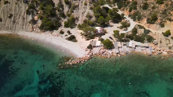 Ses Boques beach in Ibiza, Spain