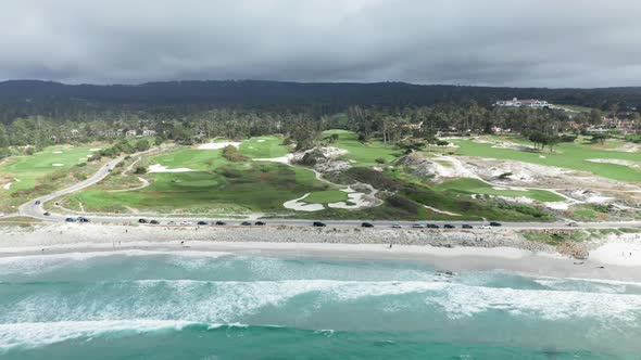 California Nature, USA. Cinematic Footage of Scenic Golf Course at Sandy Beach