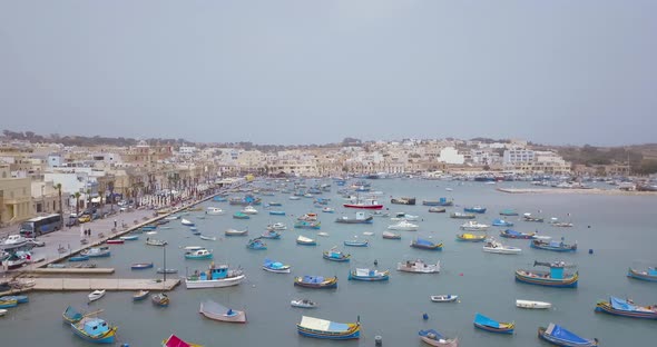 mediterranean traditional colorful boats luzzu.