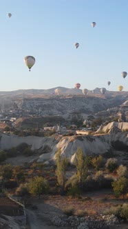 Balloons in Cappadocia Vertical Video Slow Motion