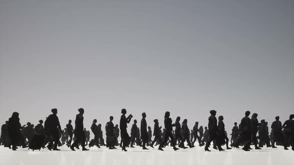 Black White Crowd Silhouettes