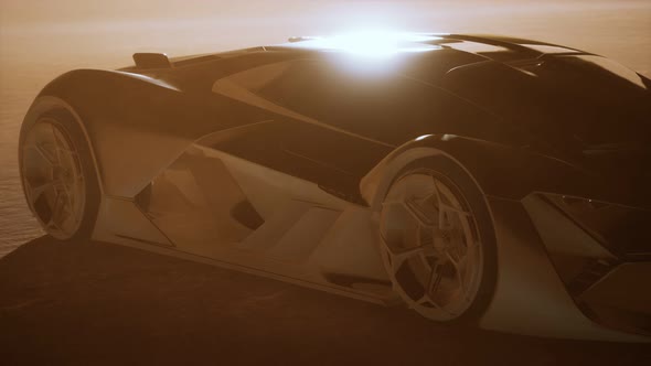 Supercar at Sunset in Desert