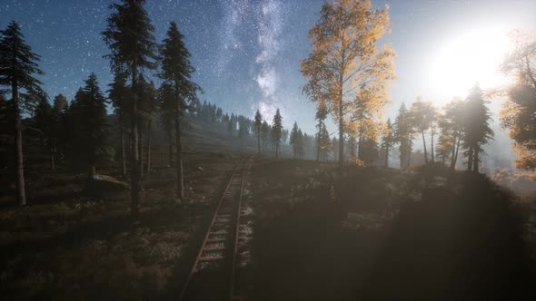 The Milky Way Above the Railway and Forest alt