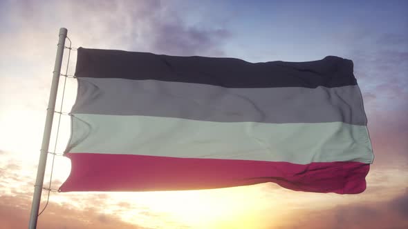 Gynephilia Pride Flag Waving in the Wind Sky and Sun Background