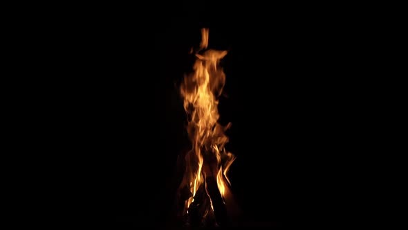 Fire Flame Isolated Black Isolated Background Beautiful Yellow Orange