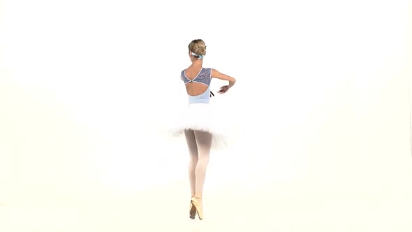 Ballerina in Tutu Showing Her Techniques, Slow Motion
