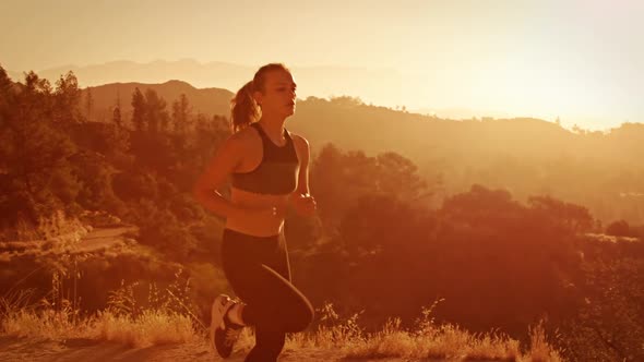 Fit Woman Jogging Los Angeles Slow-Motion