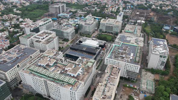 Aerial view of multiblock Information technology (IT) SEZ Commercial Project in the heart of the Ind