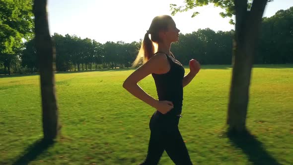 Runner Woman Running In Park Exercising Outdoors 7