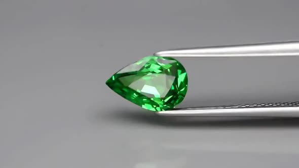 Natural Tsavorite Green Garnet on the Turning Table