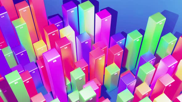 Beautiful 3d Looped Background for Analytical Programs with Abstract Infographics Statistical Data