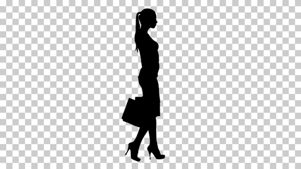 Silhouette woman with shopping bags, Alpha Channel