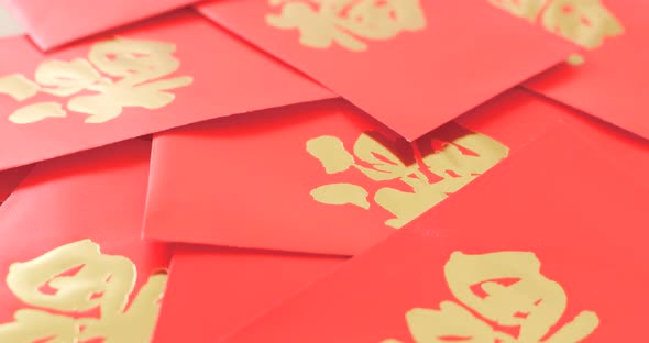 Chinese red pocket with word meaning of luck 