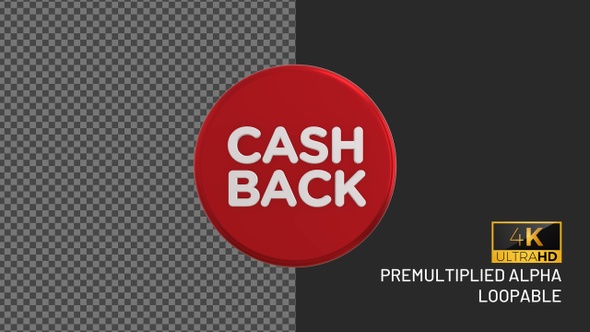 Cash Back Rotating Looping Badge with Alpha Channel