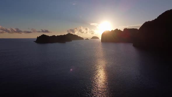 Drone Sunrise, Beautiful , Amazing Sun and Ocean