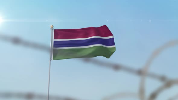 Gambia  Flag Behind Border