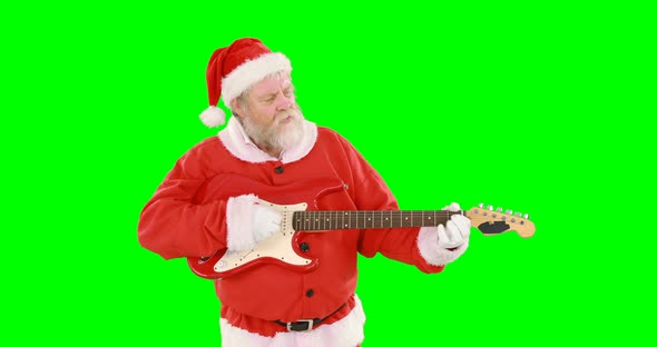 Santa claus singing a song and playing guitar 4k