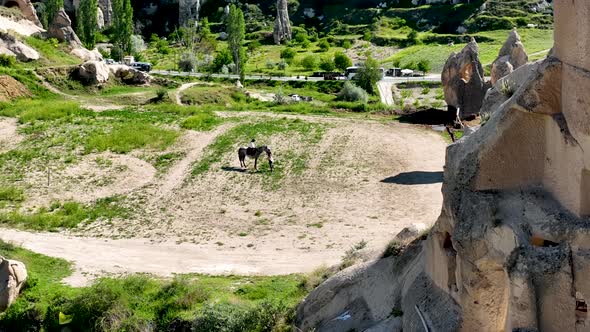 Horseback riding in Cappadocia aerial view 4 K