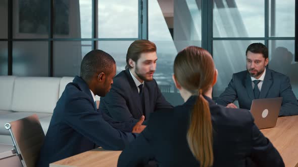 Business team discussing a new project. Group of people at a business meeting