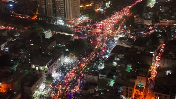 Aerial of huge traffic due to PTI show near Minar E Pakistan.