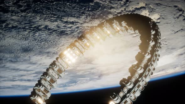 Futuristic Space Station on Earth Orbit