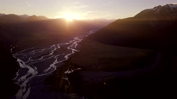 Sunset in mountains of New Zealand