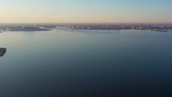 Saint-Petersburg City Skyline on Sunny Morning. Aerial View. Russia