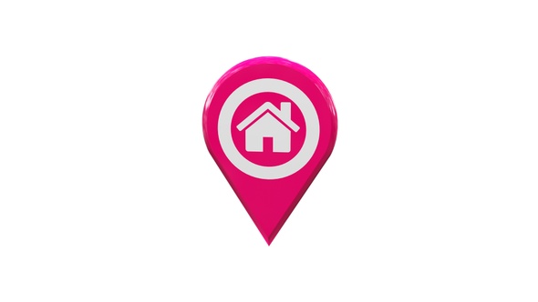 Home Map Location 3D Pin Icon Pink V5